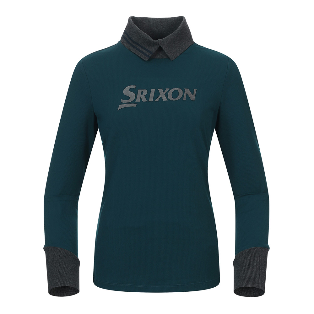 [스릭슨] 니트 배색 기본 로고 목폴라 티셔츠 SR21522TL58-NAY