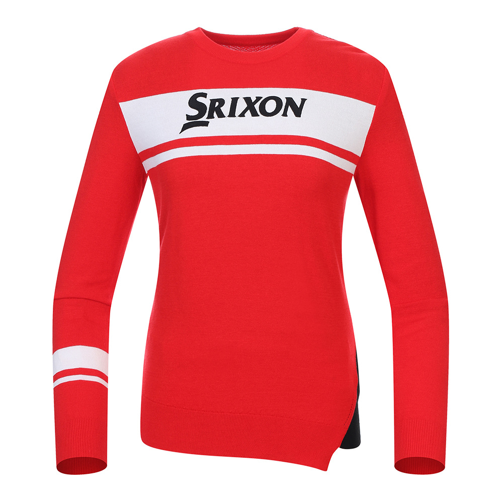 [스릭슨] 밑단 컬러 배색 라운드 스웨터 SR21522PN50-RED